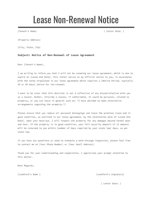 Alabama Lease Non-Renewal Notice Overview