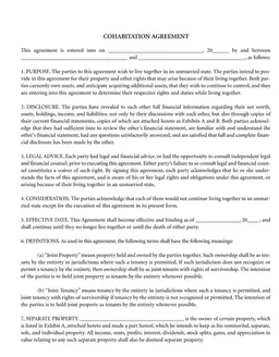 Cohabitation Agreement - Legal Framework for Shared Assets for Unmarried Parties form preview