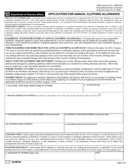 VA 10-8678: Annual Clothing Allowance Application for Veterans with Disabilities form preview