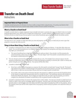 Texas Toolkit - Transfer on Death Deed for Simplified Real Estate Transfer form preview