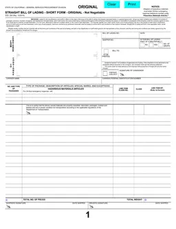STD 254- California Straight Bill of Lading for Safe Transportation of Goods form preview