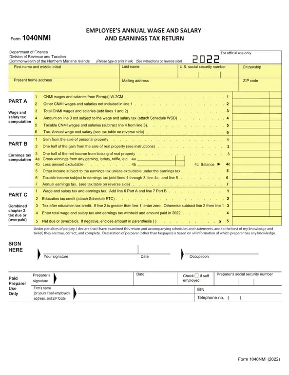 1040NMI Northern Mariana Islands Wage Reporting