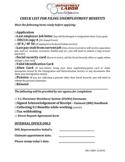 UIB-1 Unemployment Benefits Application U.S. Virgin Islands form preview