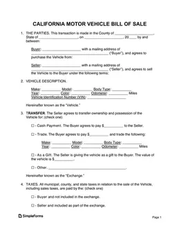 California Motor Vehicle Ownership Transfer Record form preview