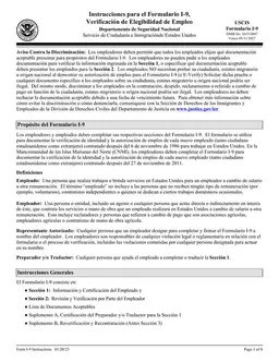 I-9 Employment Verification USCIS form preview