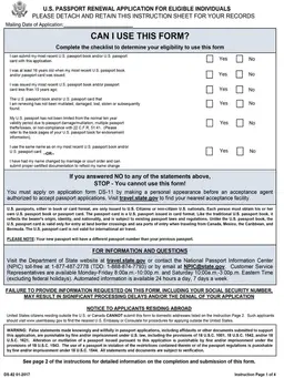 DS-82 – U.S. Passport Renewal Application form preview