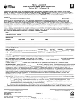 Hawaii Basic Rental Agreement - Hawaii Association of REALTORS Standard Lease Terms Explained form preview