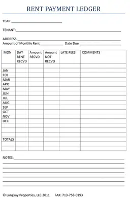 Rental Ledger form preview