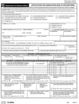 VA 10-2850c – VA Credentialing and Privileging Request form preview