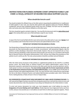 Florida Affidavit of Income for Child Support - Law Form 12.902(l) Guidance form preview