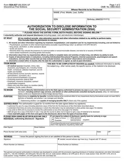 SSA-827 - Granting Social Security Administration Access to Confidential Records form preview