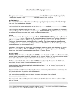 General Photography Contract Agreement - Terms, Services, and Payment Obligations form preview