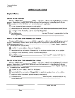 NLRB-5544 Certificate of Service Certification and Documentation form preview