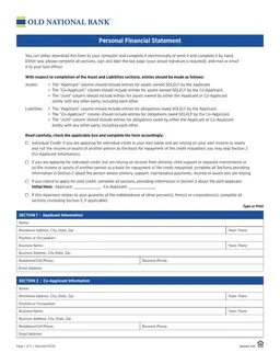 Personal Financial Statement - Complete Asset and Liability Declaration form preview