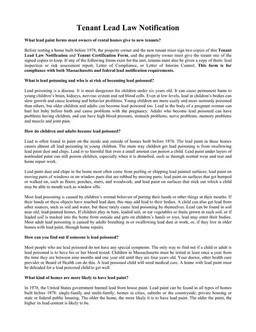 Massachusetts Tenant Lead Law Notification and Certification form preview
