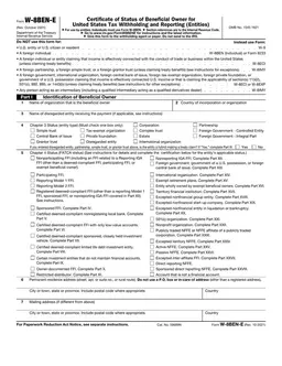W-8BEN-E IRS Entity Tax Status Certificate form preview