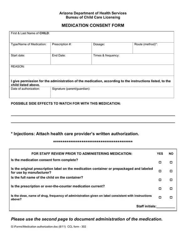 Arizona Child Medication Consent Overview