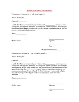 Washington Notary Acknowledgement for Verified Signatures form preview