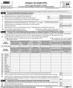 8962 – Premium Tax Credit (PTC) form preview