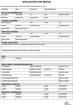 Rental Form form preview