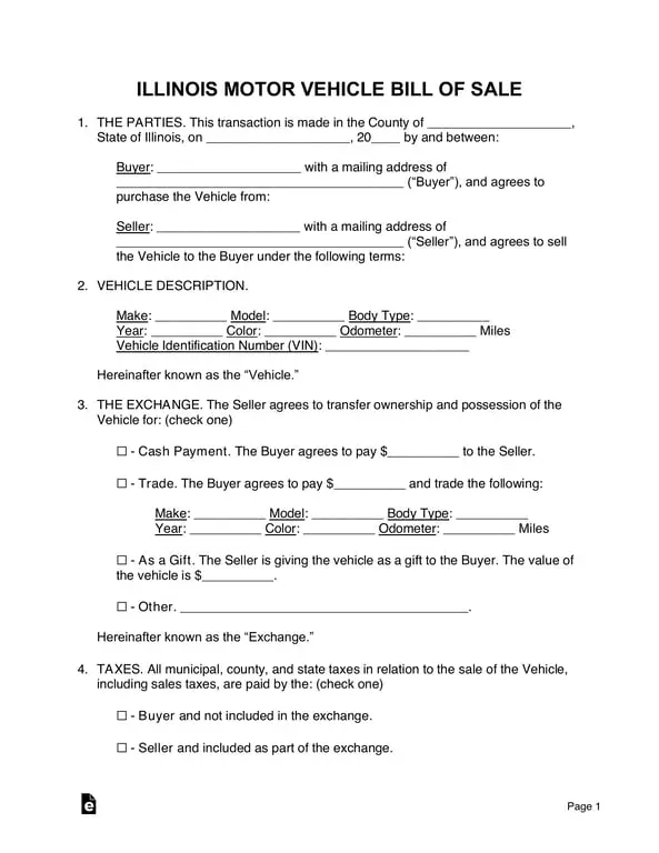 Illinois Motor Vehicle Ownership Transfer